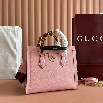 Okify Gucci Diana Small Tote Bag In Pink  With Black Shaper 27x24x11cm