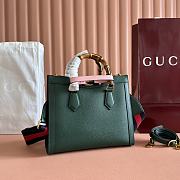 Okify Gucci Diana Small Tote Bag In Dark Green With Pink Shaper 27x24x11cm - 4