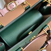 Okify Gucci Diana Small Tote Bag In Dark Green With Pink Shaper 27x24x11cm - 3