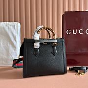 Okify Gucci Diana Small Tote Bag In Black With Dark Gray Shaper 27x24x11cm - 5