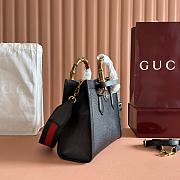 Okify Gucci Diana Small Tote Bag In Black With Dark Gray Shaper 27x24x11cm - 3