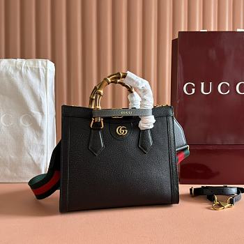 Okify Gucci Diana Small Tote Bag In Black With Dark Gray Shaper 27x24x11cm