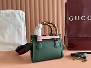 Okify Gucci Diana Mini Tote Bag In Dark Green With Pink Handle Shaper 20x16x10cm - 2