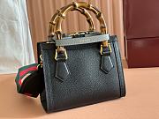 Okify Gucci Diana Mini Tote Bag In Black With Dark Gray Handle Shaper 20x16x10cm - 6
