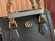 Okify Gucci Diana Mini Tote Bag In Black With Dark Gray Handle Shaper 20x16x10cm - 2