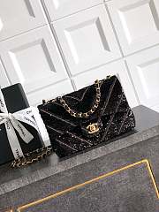 Okify CC Chevron Sequin Bag In Black 14x21x8cm  - 1