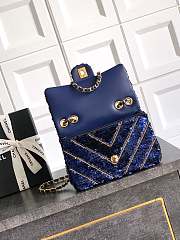 Okify CC Chevron Sequin Bag In Dark Blue 14x21x8cm  - 5