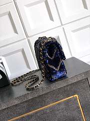 Okify CC Chevron Sequin Bag In Dark Blue 14x21x8cm  - 2