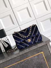 Okify CC Chevron Sequin Bag In Dark Blue 14x21x8cm  - 1
