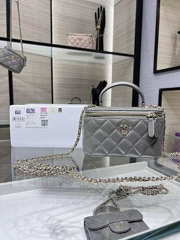 Okify CC 25P Vanity Bag In Gray Lambskin 17x9.5x8cm