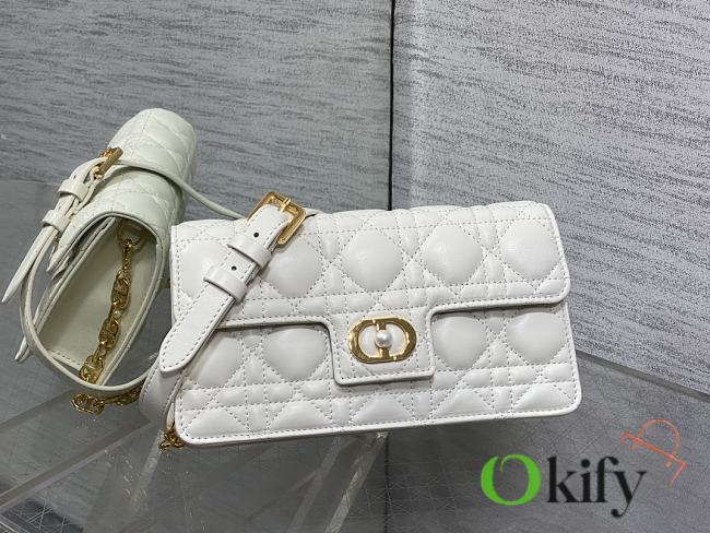 Okify Dior Jolie Mini Bag In White With Pearl Chain Strap 21x11.5x4.5cm - 1