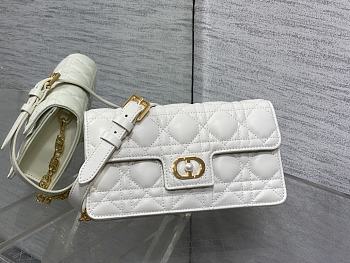 Okify Dior Jolie Mini Bag In White With Pearl Chain Strap 21x11.5x4.5cm