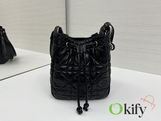 Okify Dior Small D-Motion Bag In Black Crinkled Calfskin 18.5x20.5x11cm - 1