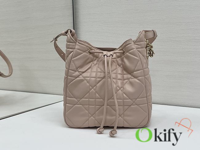 Okify Dior Medium D-Motion Bag In Pink Lambskin 23x24x13cm - 1