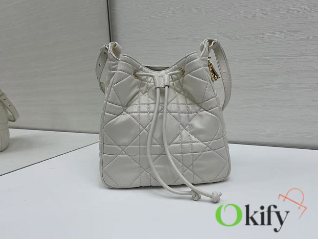 Okify Dior Medium D-Motion Bag In White Lambskin 23x24x13cm - 1