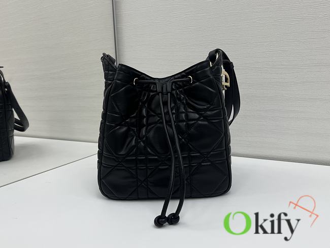 Okify Dior Medium D-Motion Bag In Black Lambskin 23x24x13cm - 1