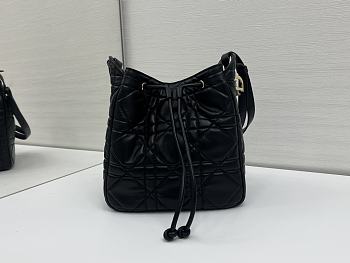 Okify Dior Medium D-Motion Bag In Black Lambskin 23x24x13cm