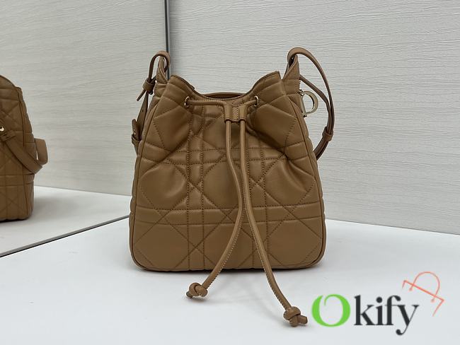 Okify Dior Medium D-Motion Bag In Brown Lambskin 23x24x13cm - 1