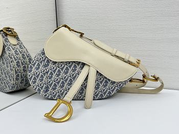 Okify Dior Saddle Bag In White And Blue Oblique 24x20x7cm 