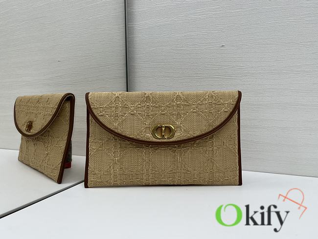 Okify Dior 30 Montaigne Avenue Raffia Pouch With Flap 30x18.2x2cm - 1