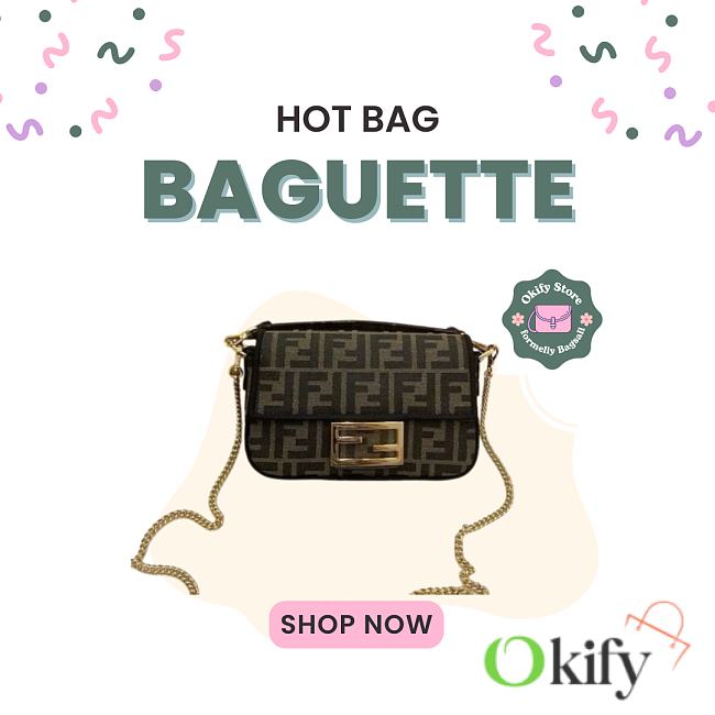 Okify Fendi Baguette FF Bag In Brown 19x10x4cm - 1