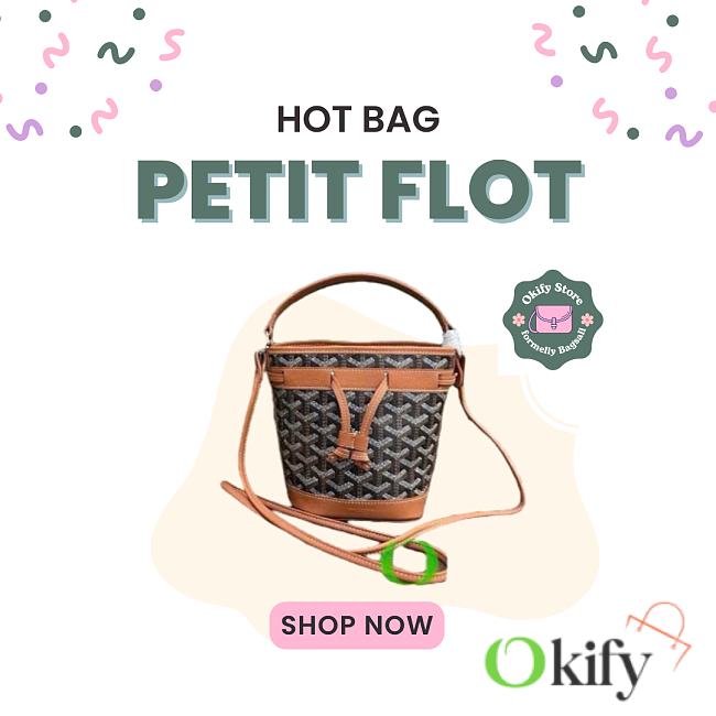 Okify Goyard Petit Flot Mini Bucket Bag In Black And Tan 17.5x12x10cm - 1