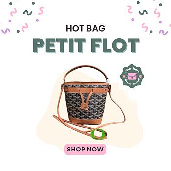 Okify Goyard Petit Flot Mini Bucket Bag In Black And Tan 17.5x12x10cm