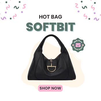 Okify Gucci Softbit Maxi Shoulder Bag In Black 46x26x16cm