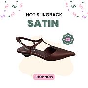 Okify Prada Satin Slingbacks In Dark Brown - 1