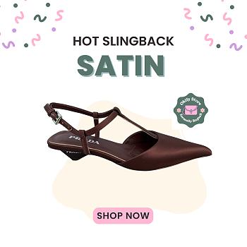 Okify Prada Satin Slingbacks In Dark Brown