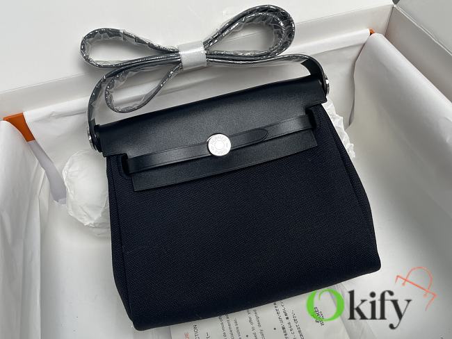 Okify Hermes Herbag 20 In Black With Silver Hardware  - 1