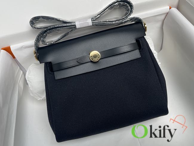Okify Hermes Herbag 20 In Black With Gold Hardware  - 1