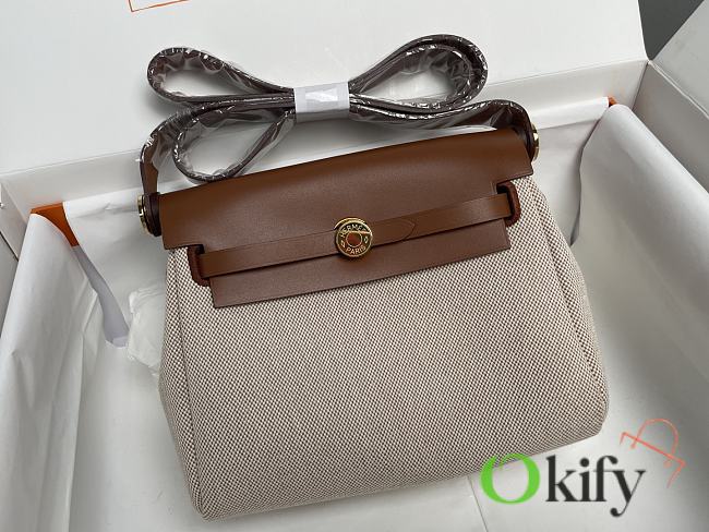Okify Hermes Herbag 20 In Brown With Gold Hardware  - 1