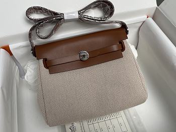 Okify Hermes Herbag 20 In Brown With Silver Hardware 