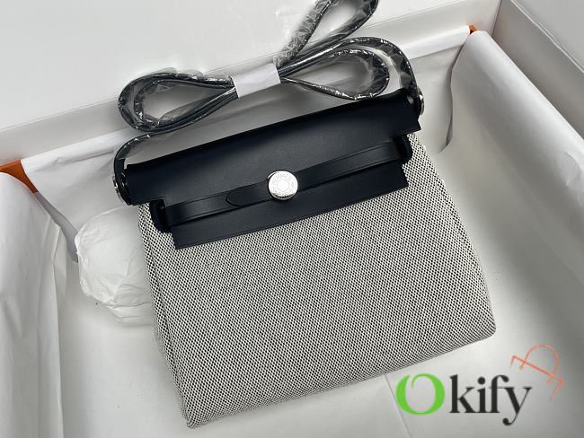 Okify Hermes Herbag 20 In Black And White With Silver Hardware  - 1