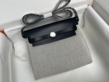 Okify Hermes Herbag 20 In Black And White With Silver Hardware 