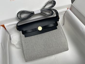 Okify Hermes Herbag 20 In Black And White With Gold Hardware 