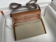 Okify Hermes Herbag 20 In Brown And White With Gold Hardware  - 3