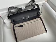 Okify Hermes Herbag 20 In Black And Beige With Silver Hardware  - 4