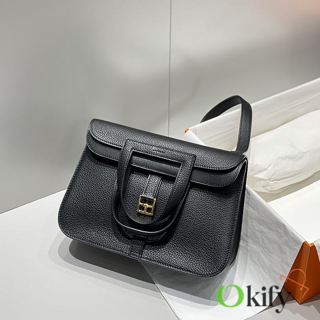 Okify Hermes Halzan Bag In Black 25cm - 1