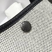 Okify Hermes Garden Party Bag In Black And White With Inner Dark Blue 30cm - 2