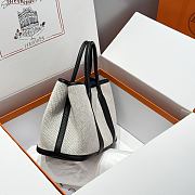 Okify Hermes Garden Party Bag In Black And White With Inner Dark Blue 30cm - 3