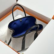 Okify Hermes Garden Party Bag In Black And White With Inner Dark Blue 30cm - 4