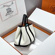 Okify Hermes Garden Party Bag In Black And White With Inner Blue 30cm - 4