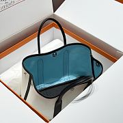 Okify Hermes Garden Party Bag In Black And White With Inner Blue 30cm - 2