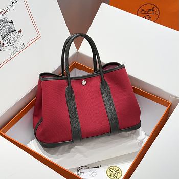 Okify Hermes Garden Party Bag In Black And Red 30cm