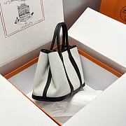 Okify Hermes Garden Party Bag In Black And White 30cm - 5