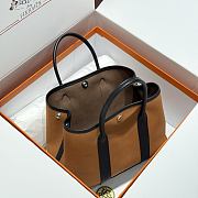 Okify Hermes Garden Party Bag In Brown And Black 30cm - 3
