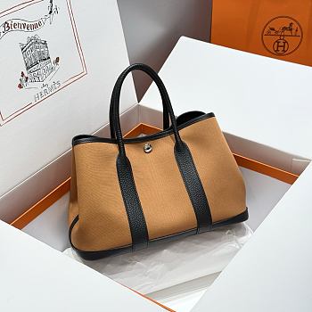 Okify Hermes Garden Party Bag In Brown And Black 30cm