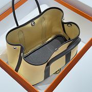 Okify Hermes Garden Party Bag In Beige And Black 30cm - 5